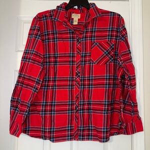 Vibrant Red Plaid women’s Button Down Shirt